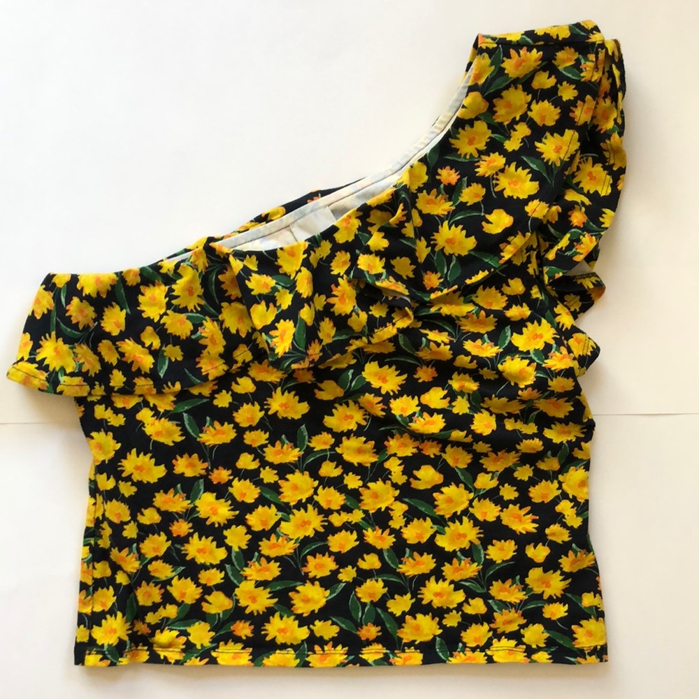 NWT Maeve Floral Yellow One-Shoulder Top Size M